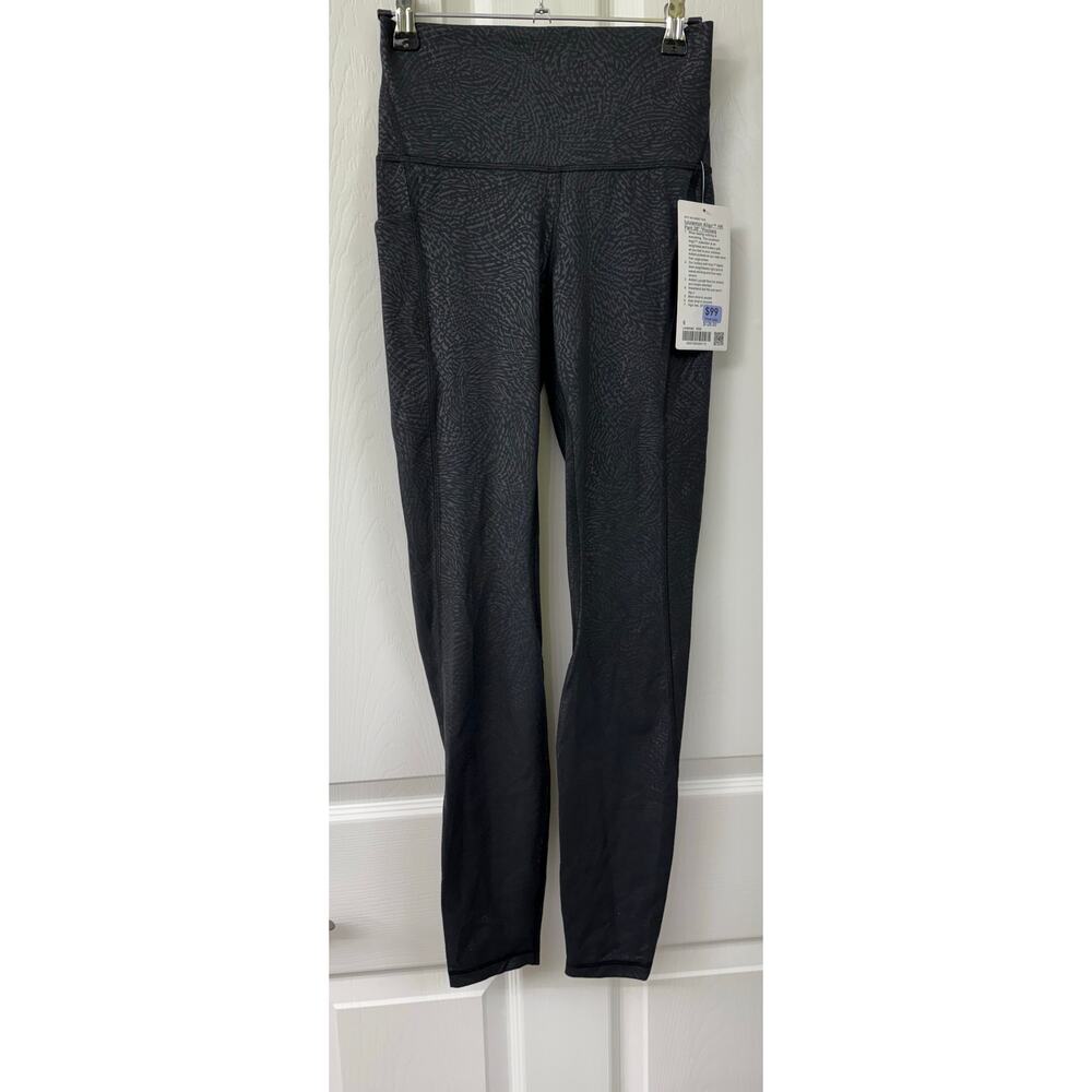 Lululemon Align High Rise 28" Pockets black gray textured NWT $128 6 Nulu - Picture 3 of 5